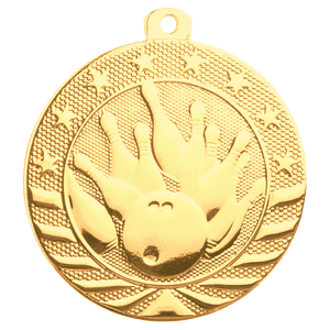 Bright Gold 2" Bowling Starbrite Medal