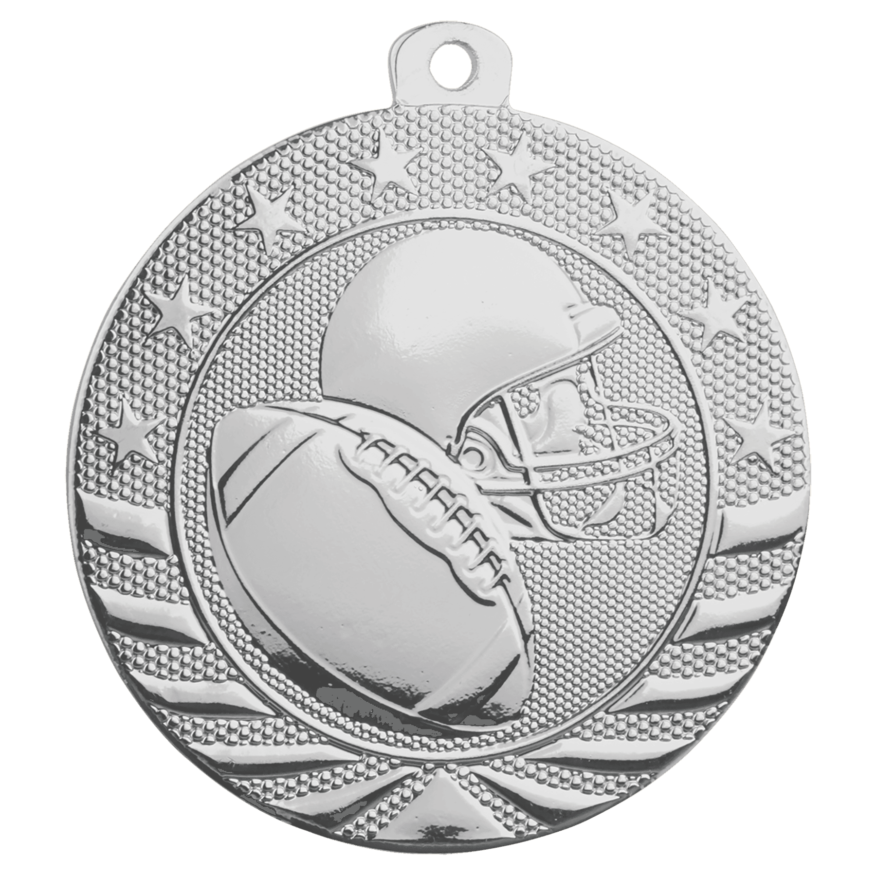 Bright Silver 2" Football Starbrite Medal