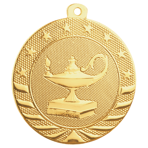 Bright Gold 2" Lamp of Knowledge Starbrite Medal