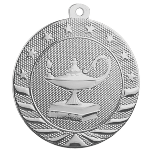 Bright Silver 2" Lamp of Knowledge Starbrite Medal