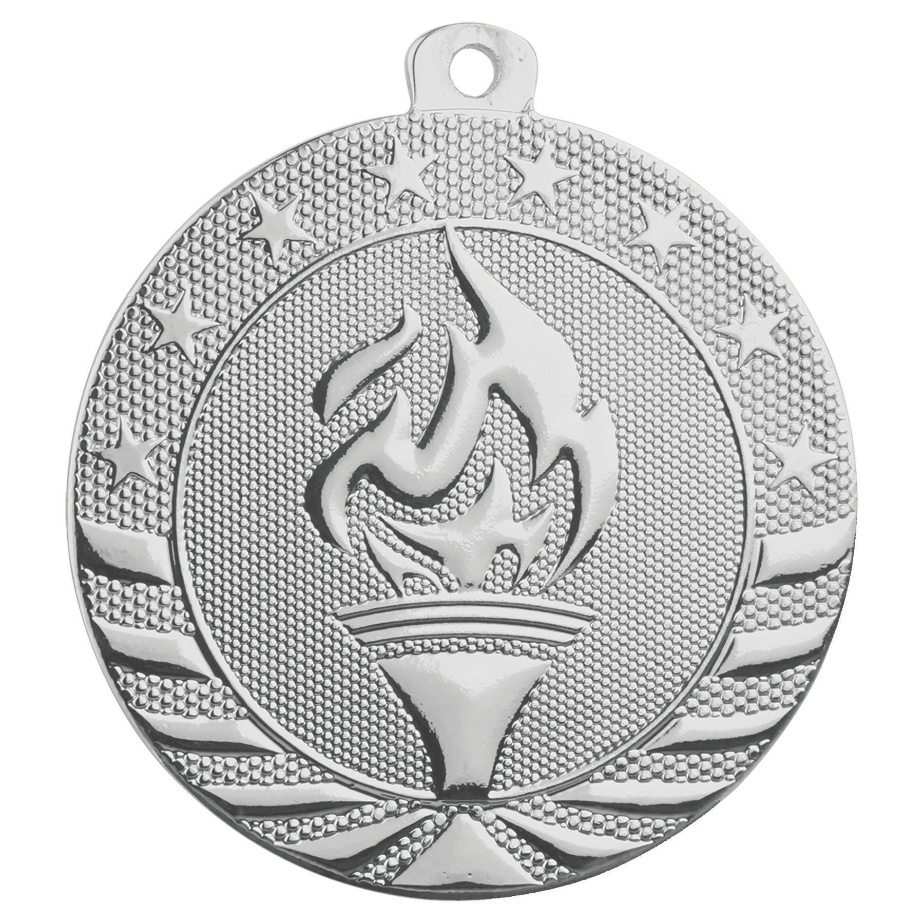 Bright Silver 2" Torch Starbrite Medal