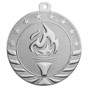 Bright Silver 2" Torch Starbrite Medal