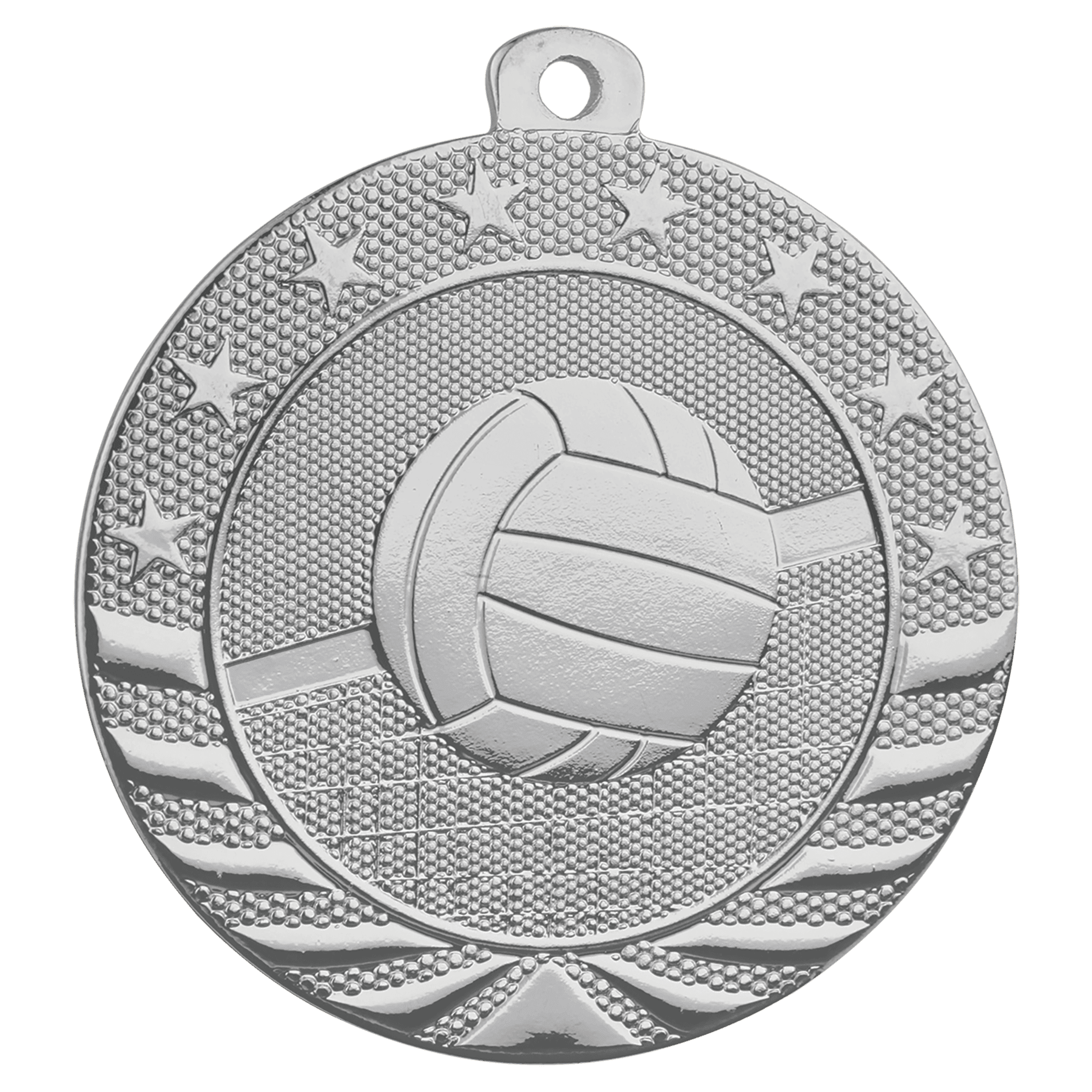 Bright Silver 2" Volleyball Starbrite Medal