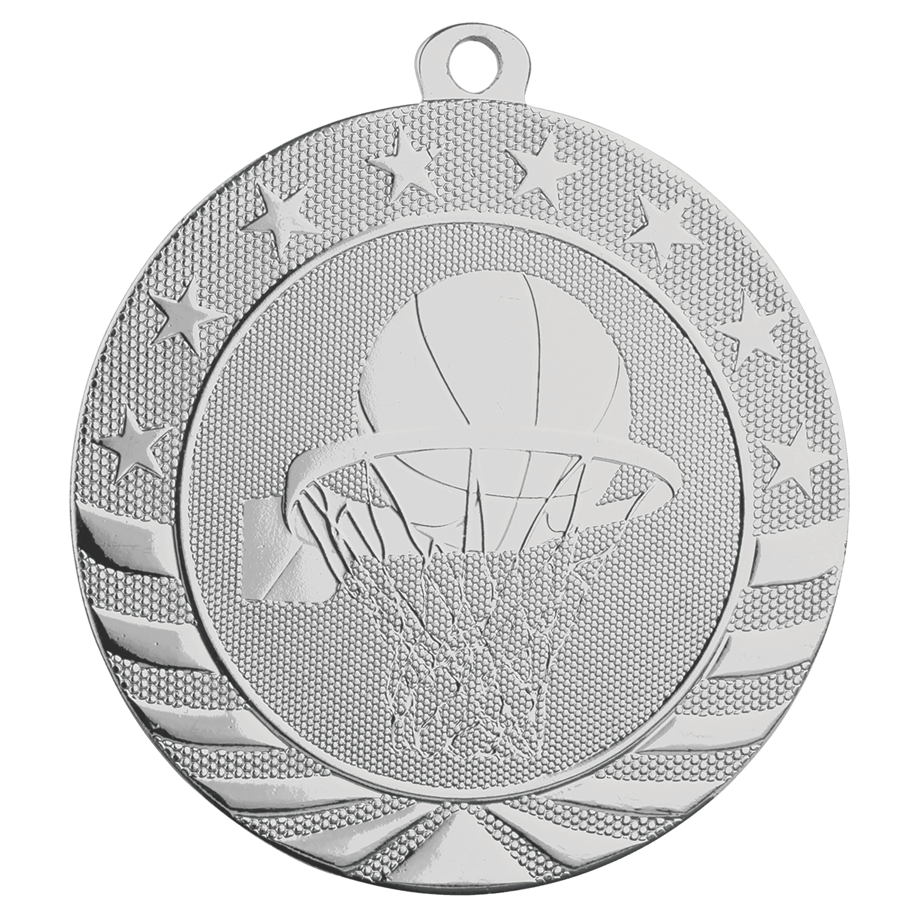 Bright Silver 2 3/4" Basketball Starbrite Medal