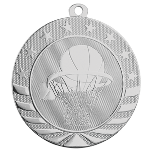 Bright Silver 2 3/4" Basketball Starbrite Medal