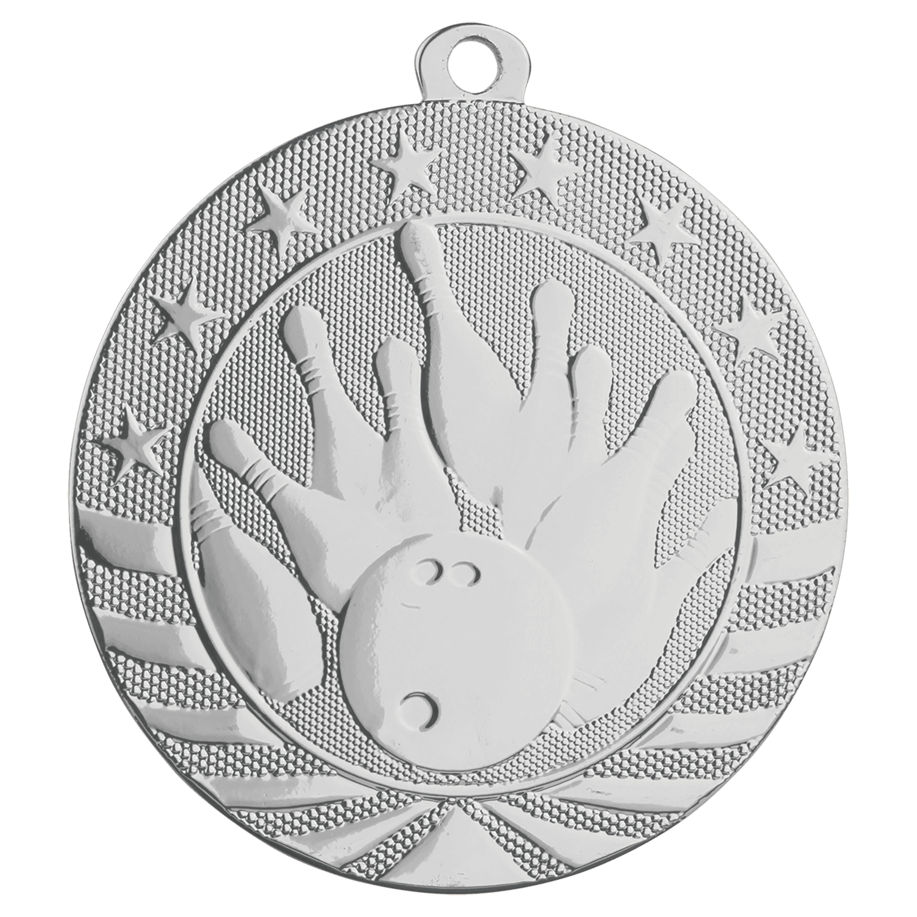 Bright Silver 2 3/4" Bowling Starbrite Medal