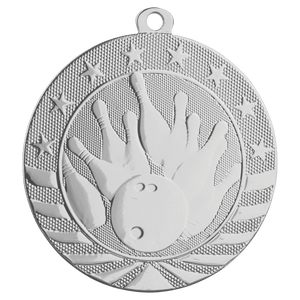 Bright Silver 2 3/4" Bowling Starbrite Medal
