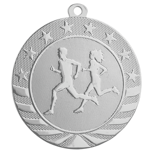 Bright Silver 2 3/4" Cross Country Starbrite Medal