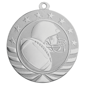 Bright Silver 2 3/4" Football Starbrite Medal