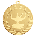 Bright Gold 2 3/4" Lamp of Knowledge Starbrite Medal