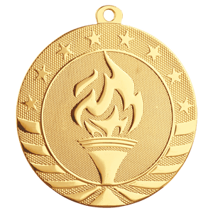 Bright Gold 2 3/4" Torch Starbrite Medal
