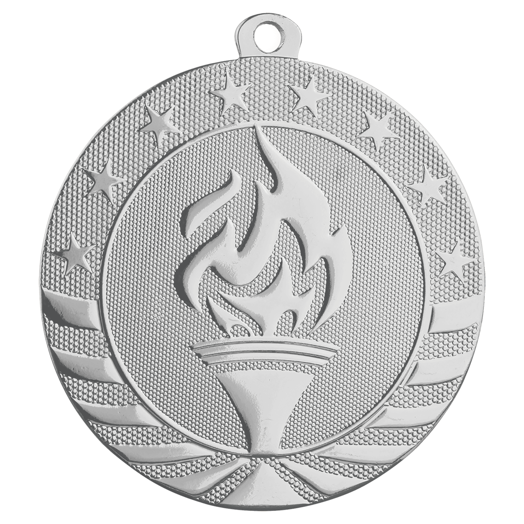 Bright Silver 2 3/4" Torch Starbrite Medal