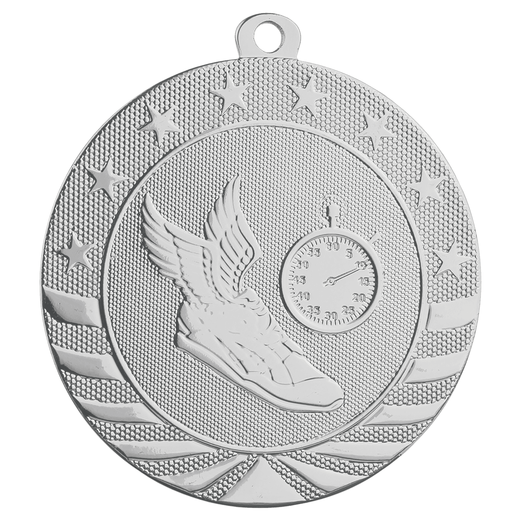 Bright Silver 2 3/4" Track Starbrite Medal