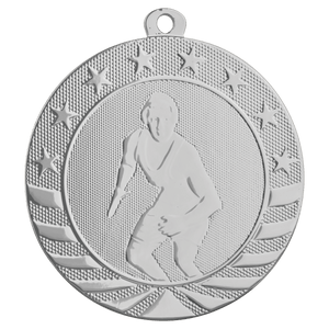 Bright Silver 2 3/4" Wrestling Starbrite Medal