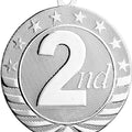 2 3/4" Bright Silver 2nd Place Starbrite Medal