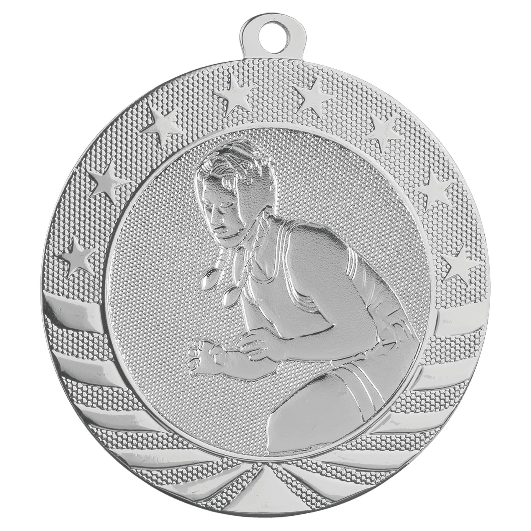 Bright Silver 2 3/4" Female Wrestling Starbrite Medal