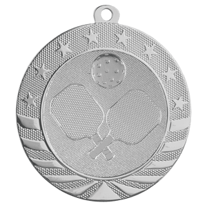 Bright Silver 2 3/4" Pickleball Starbrite Medal