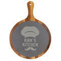 10 1/2" x 14 1/2" Round Acacia Wood/Slate Serving Board with Handle