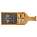 17 1/2" x 6" Acacia Wood/Slate Serving Board with Two Tools