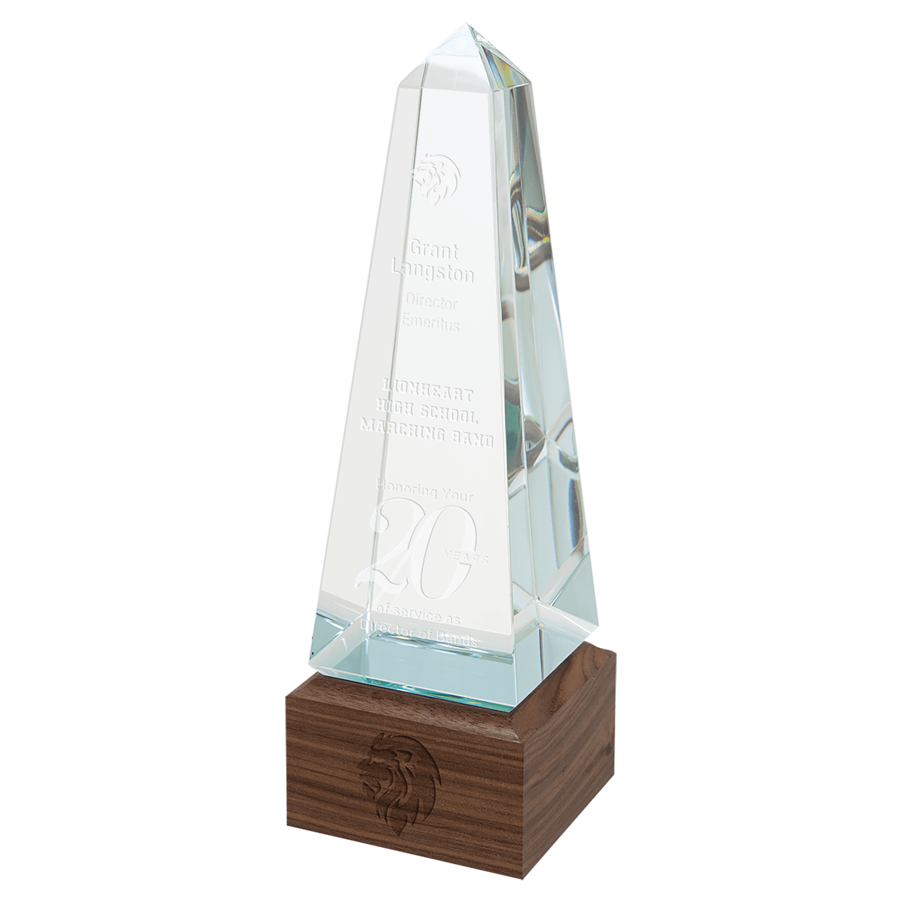 9 3/4" Obelisk Sierra Glass with Walnut Base