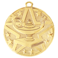 Gold 2" Superstar Lamp of Knowledge Medal