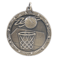 Antique Gold 1 3/4" Basketball Shooting Star Medal