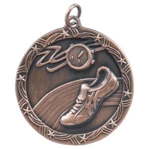 Antique Bronze 1 3/4" Track Shooting Star Medal
