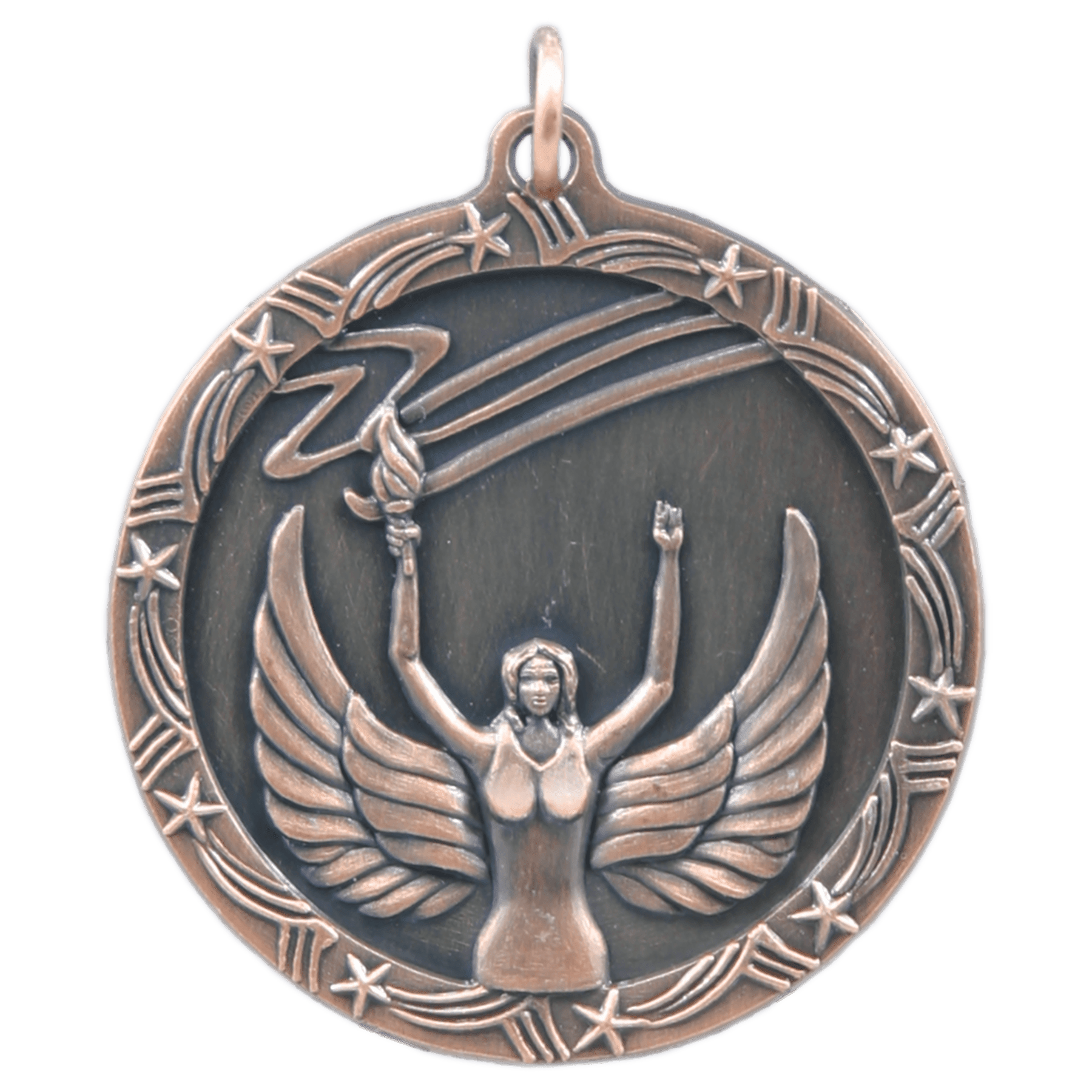 Antique Bronze 1 3/4" Victory Shooting Star Medal