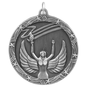 Antique Silver 1 3/4" Victory Shooting Star Medal