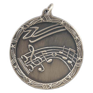 Antique Gold 1 3/4" Music Shooting Star Medal