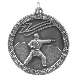 Antique Silver 1 3/4" Martial Arts Shooting Star Medal