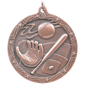 Antique Bronze 2 1/2" Baseball/Softball Shooting Star Medal