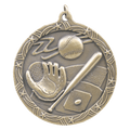 Antique Gold 2 1/2" Baseball/Softball Shooting Star Medal
