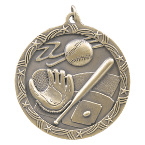 Antique Gold 2 1/2" Baseball/Softball Shooting Star Medal