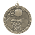 Antique Gold 2 1/2" Basketball Shooting Star Medal