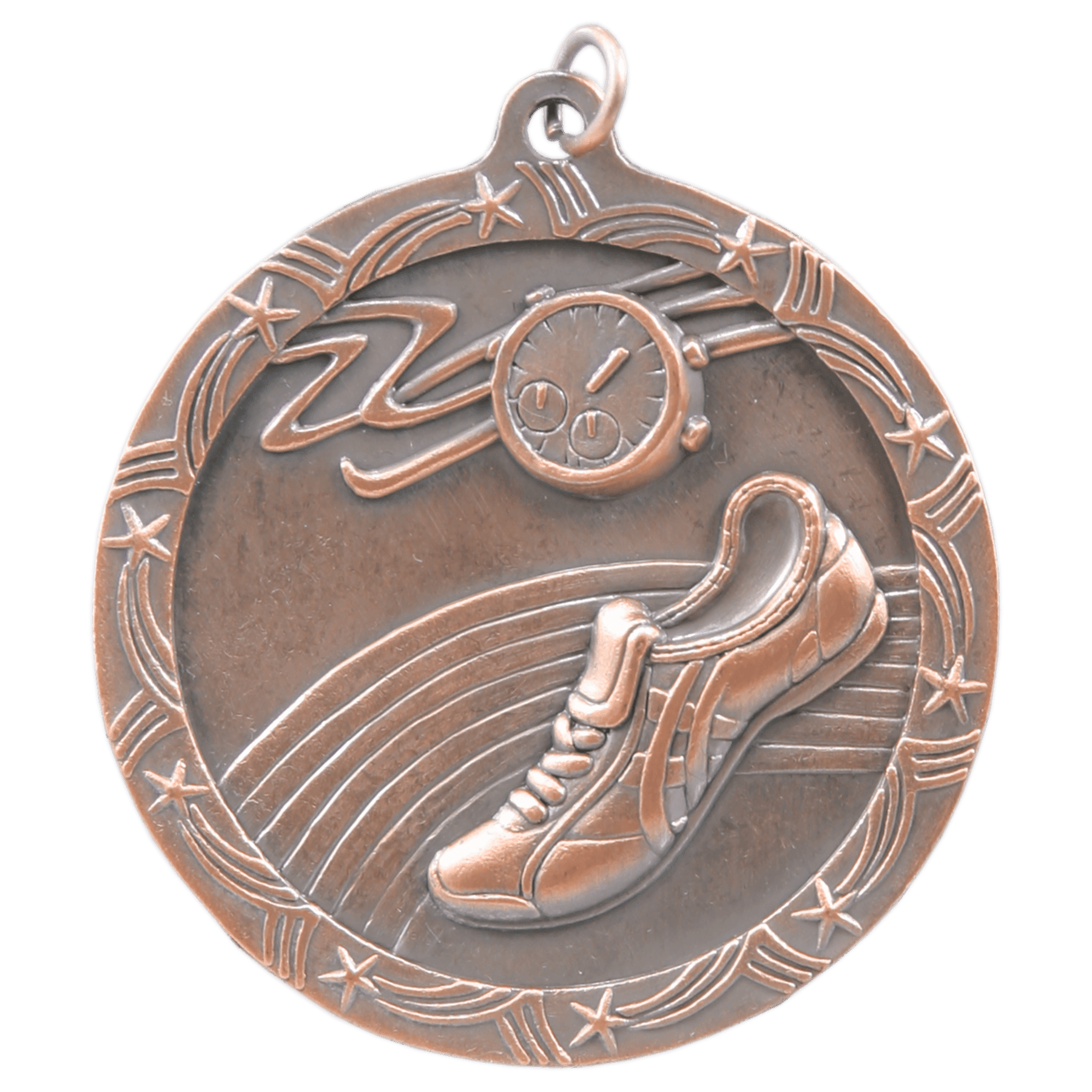Antique Bronze 2 1/2" Track Shooting Star Medal