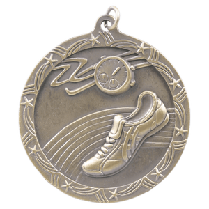Antique Gold 2 1/2" Track Shooting Star Medal