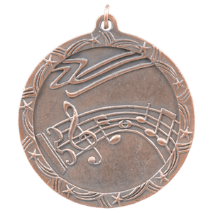 Antique Bronze 2 1/2" Music Shooting Star Medal