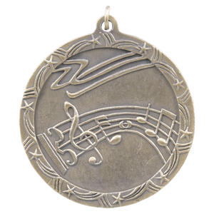 Antique Gold 2 1/2" Music Shooting Star Medal