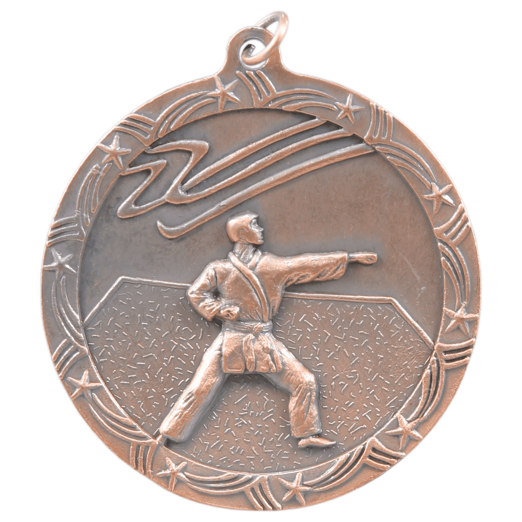 Antique Bronze 2 1/2" Martial Arts Shooting Star Medal