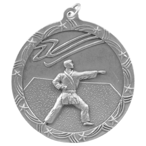 Antique Silver 2 1/2" Martial Arts Shooting Star Medal