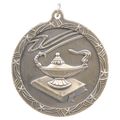 Antique Gold 2 1/2" Lamp of Knowledge Shooting Star Medal
