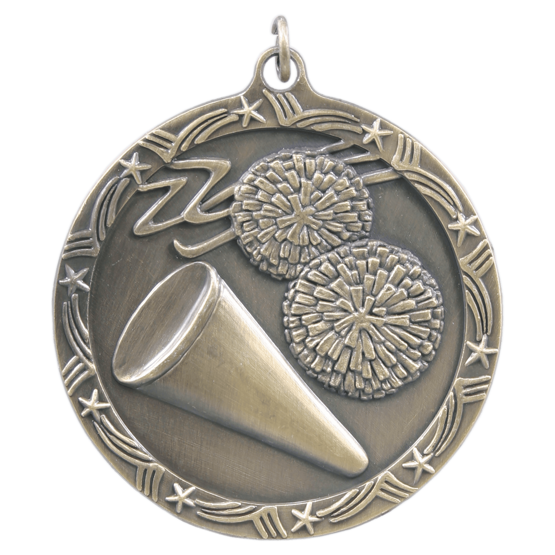 Antique Gold 2 1/2" Cheer Shooting Star Medal