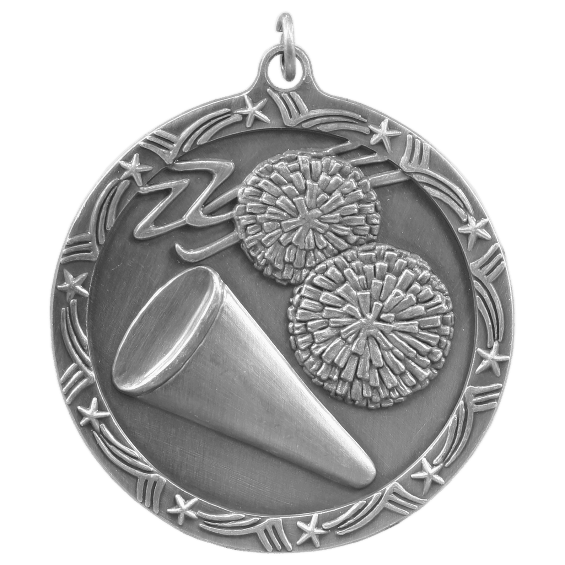 Antique Silver 2 1/2" Cheer Shooting Star Medal