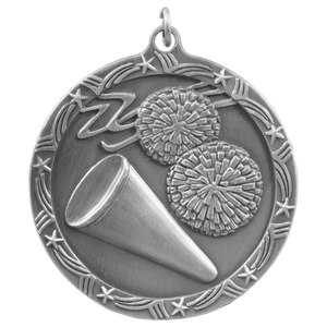 Antique Silver 2 1/2" Cheer Shooting Star Medal