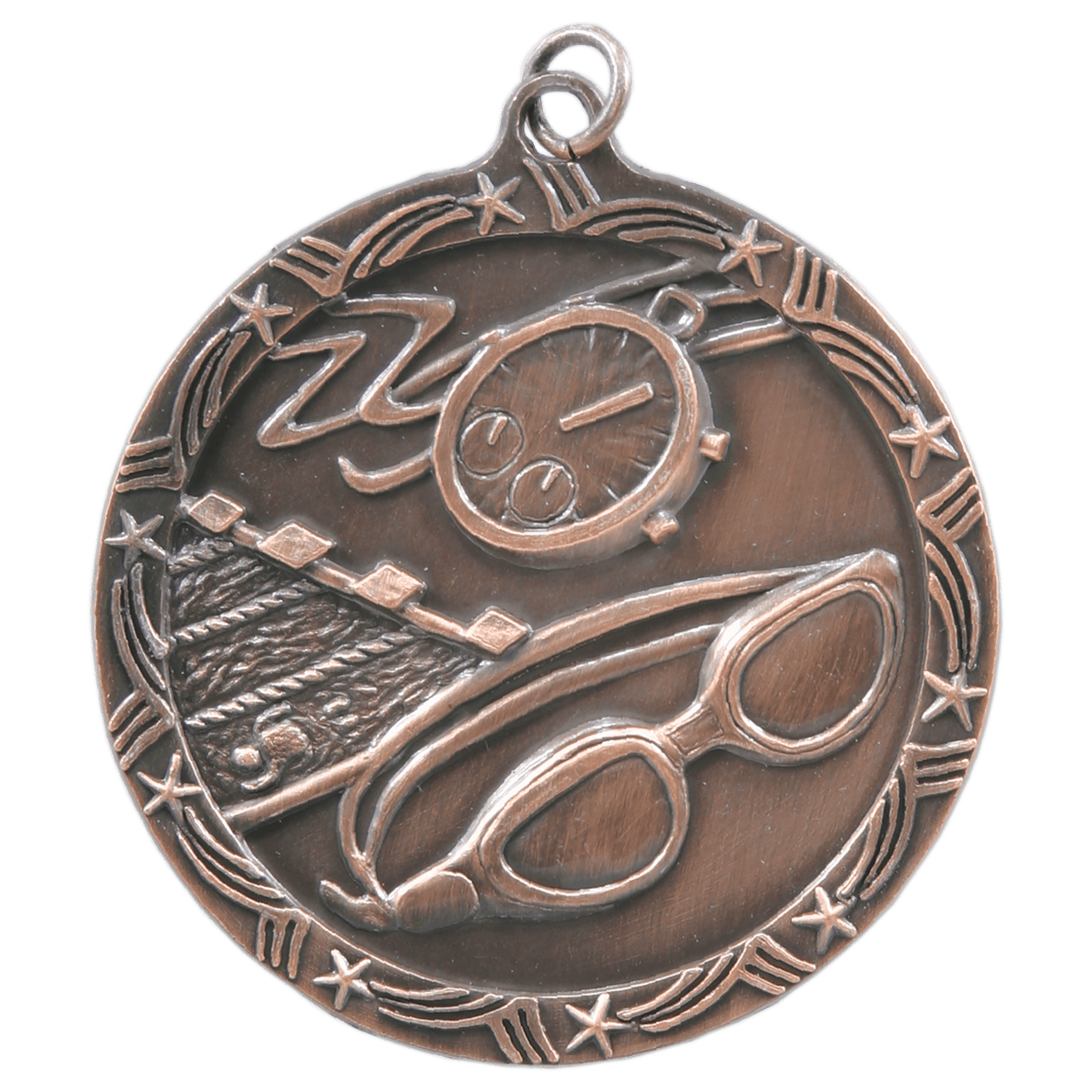 Antique Bronze 2 1/2" Swimming Shooting Star Medal
