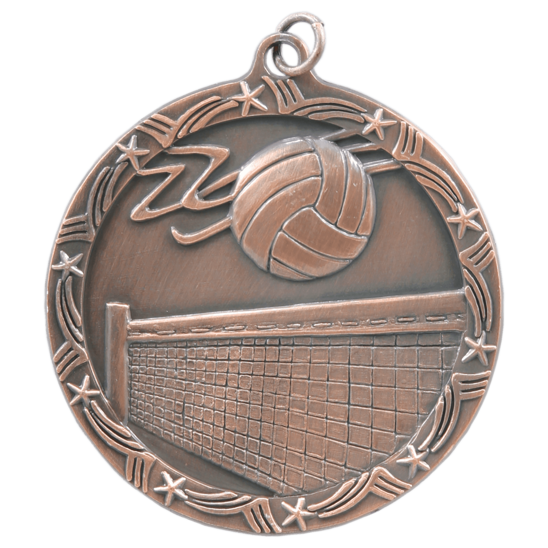Antique Bronze 2 1/2" Volleyball Shooting Star Medal