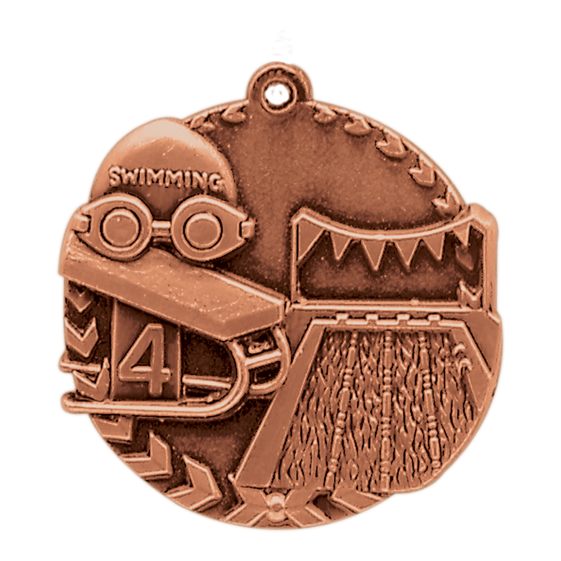 Antique Bronze 1 3/4" Swimming Millennium Medal