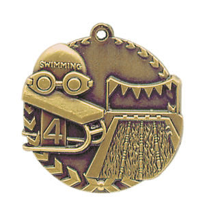 Antique Gold 1 3/4" Swimming Millennium Medal