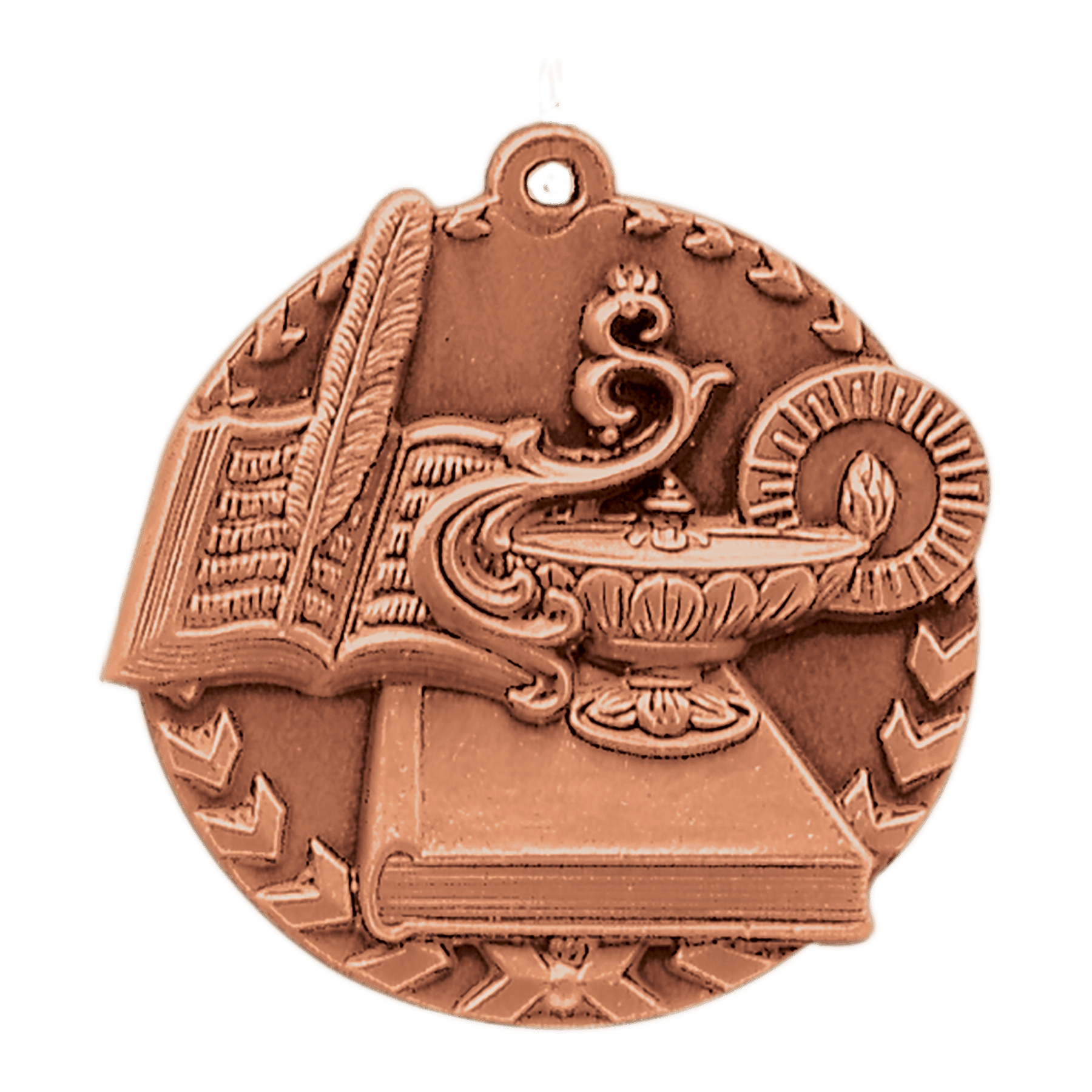 Antique Bronze 1 3/4" Lamp of Knowledge Millennium Medal